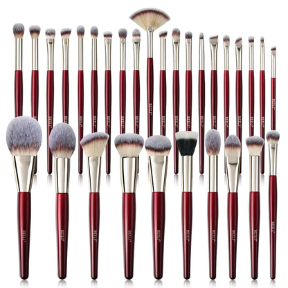 BEILI Makeup Brushes 30Pcs Makeup Brushes Set Premium Vegan Foundation Concealers Blush Eyeshadow Eyeliner Powder Highlighter Blending Face Brush Set(Red)